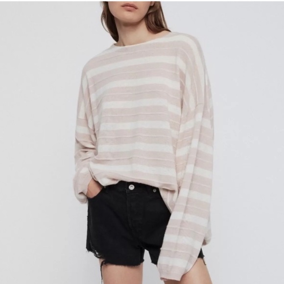 All Saints Sweaters - < All Saints Pink Striped Sweater >
